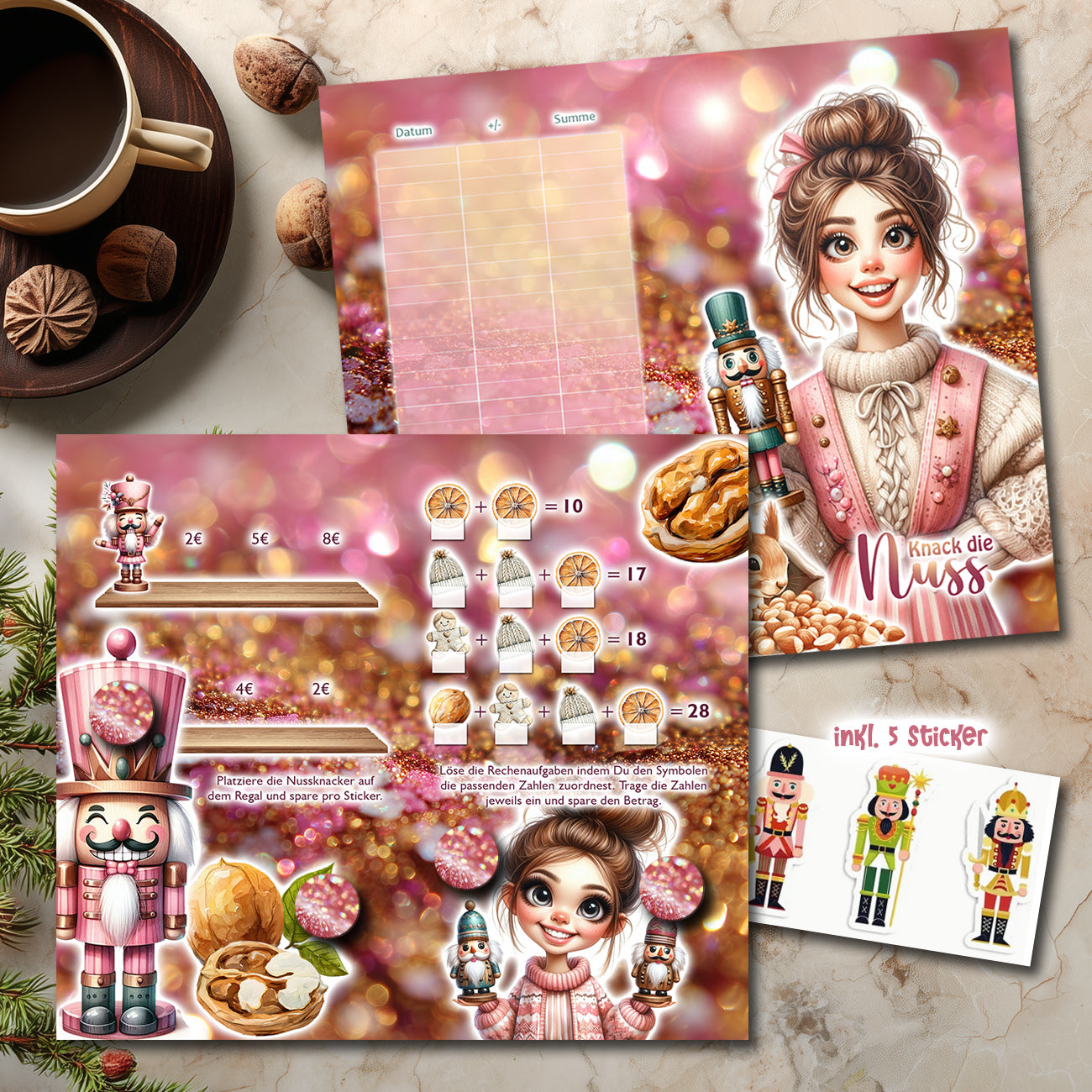 Klappkarte Sparchallenge "Knack die Nuss"